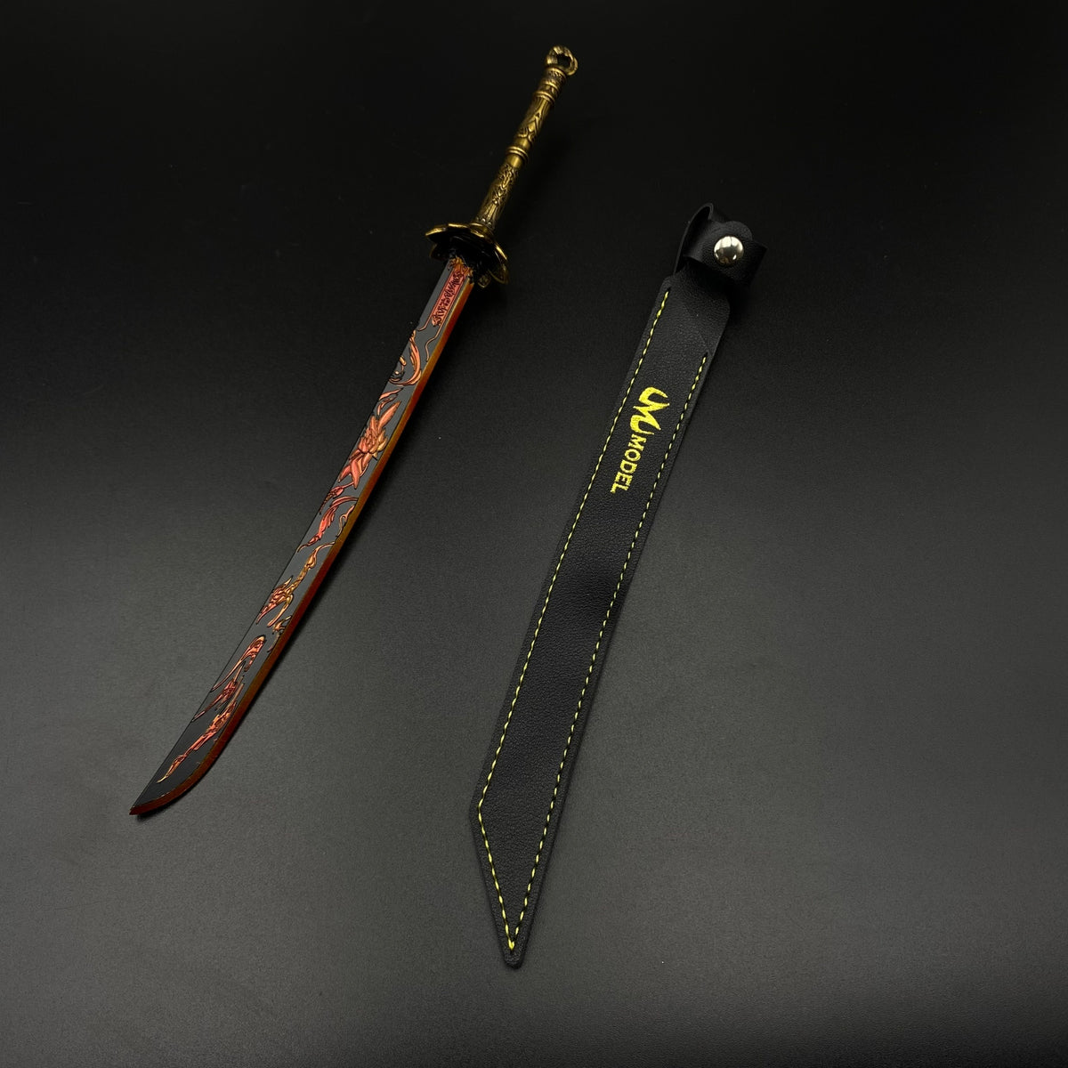 Honglian Karmic Fire Blade Mini Replical, Cang Yu Anime Alloy Collectible Sword Ornament