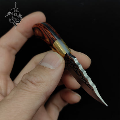 High-End Wood Brass Alloy Handle Mini EDC Knife