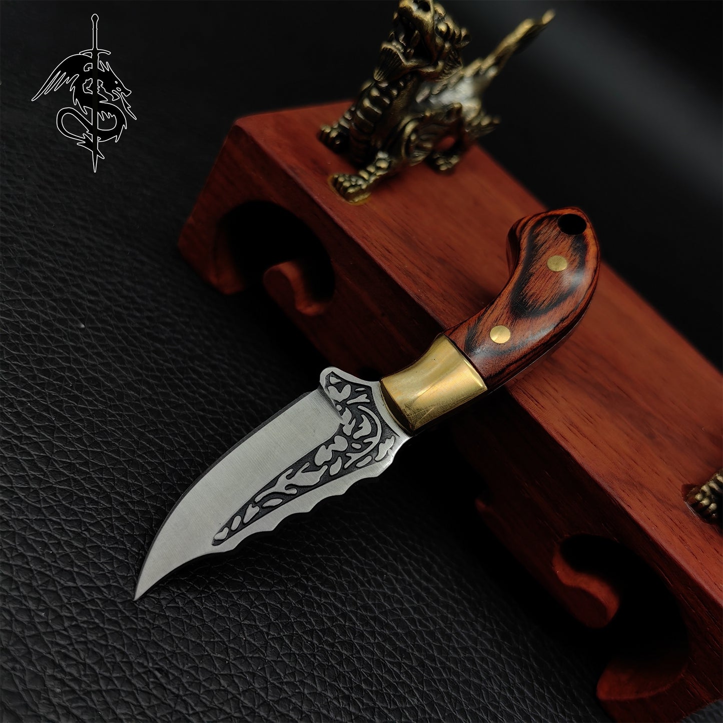 High-End Wood Brass Alloy Handle Mini EDC Knife