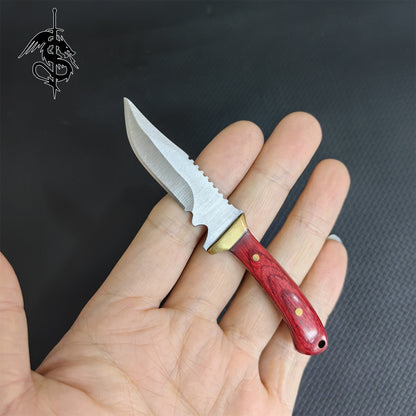 Wooden Brass Handle Mini Knife Stainless Steel EDC Portable Tiny Knife