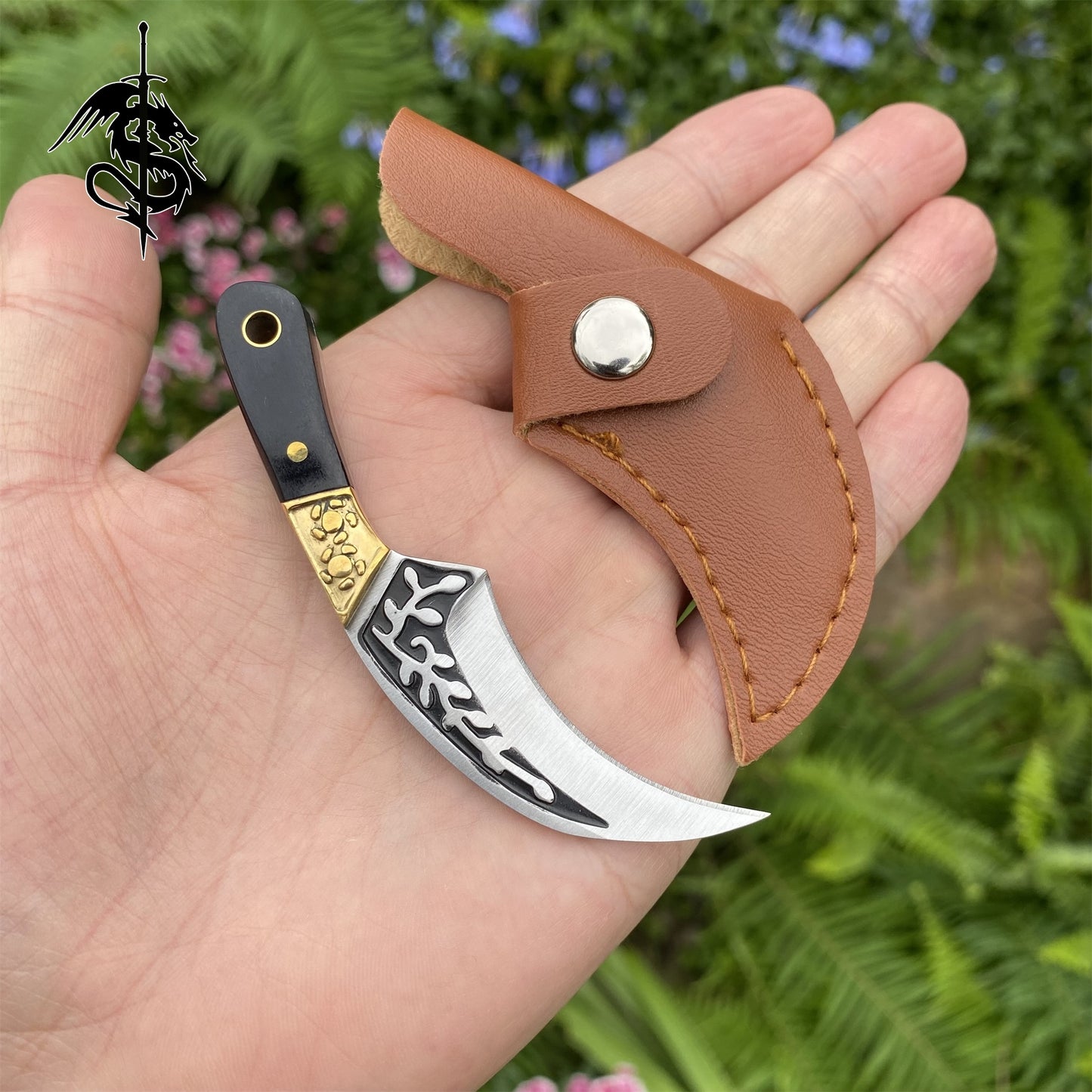 Wooden Handle Mini Karambit Steel EDC Sharp Portable Knife