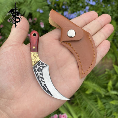 Wooden Handle Mini Karambit Steel EDC Sharp Portable Knife