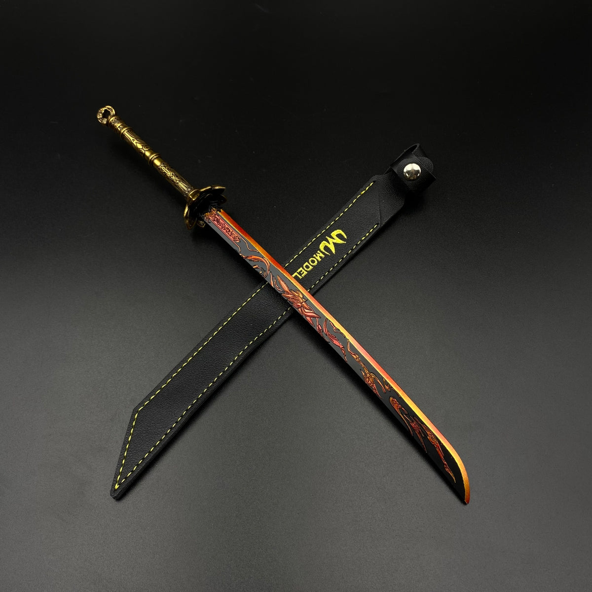 Honglian Karmic Fire Blade Mini Replical, Cang Yu Anime Alloy Collectible Sword Ornament