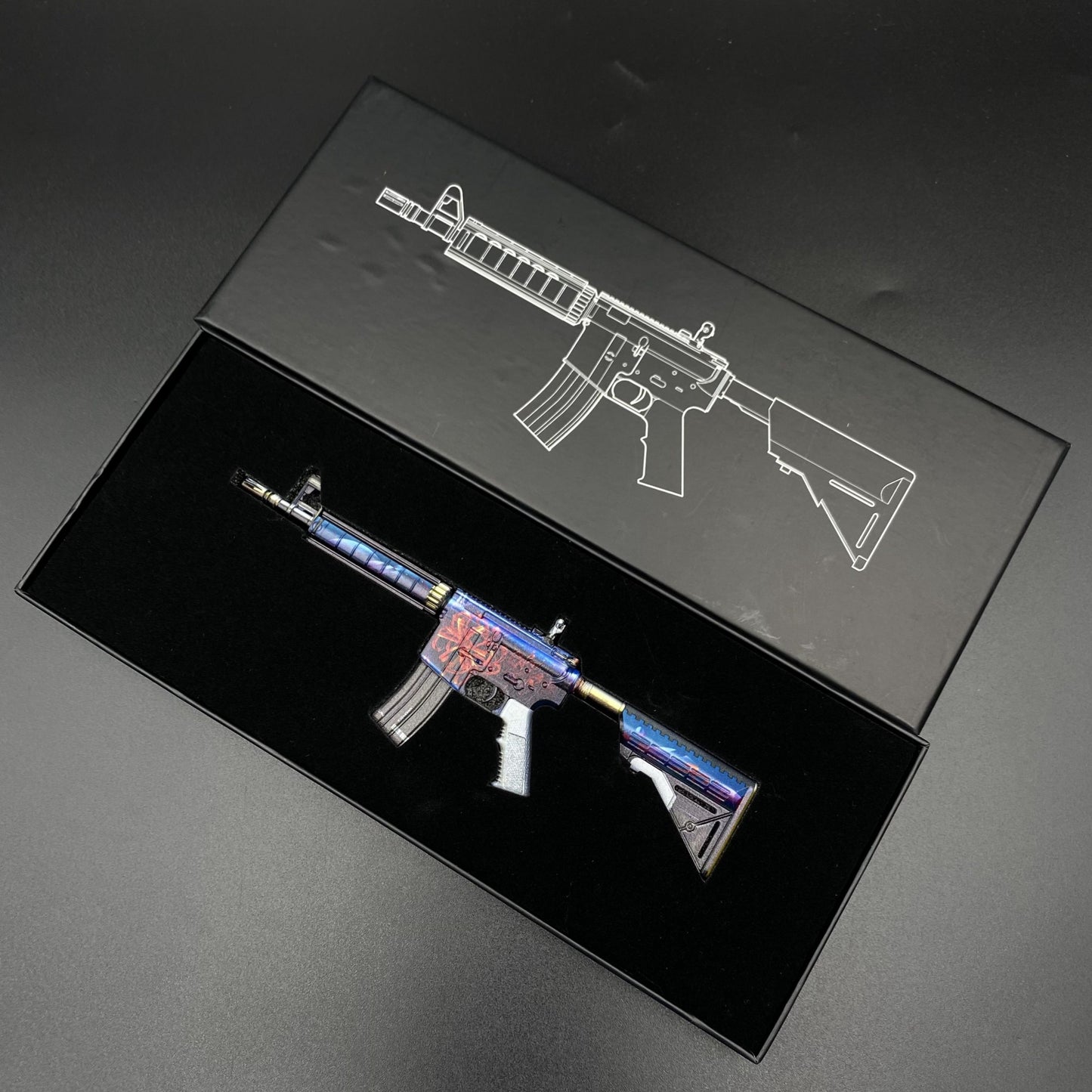 CS Game Skin M4A4 Red Blossom Mini Metal Game Replica For Collection