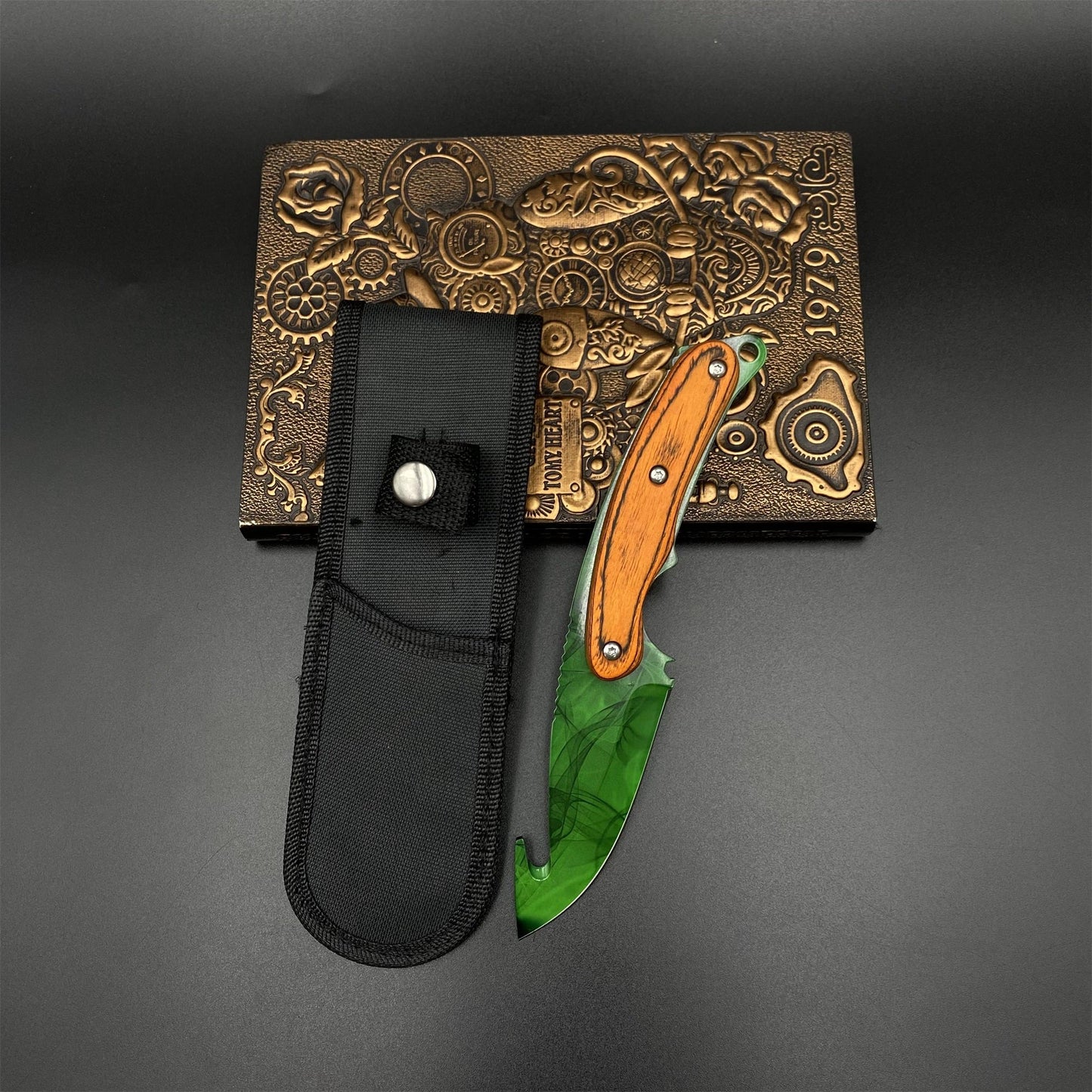 420 Steel CS2 Emerald Marble Knife Collectible Model Outdoor Camping Knife