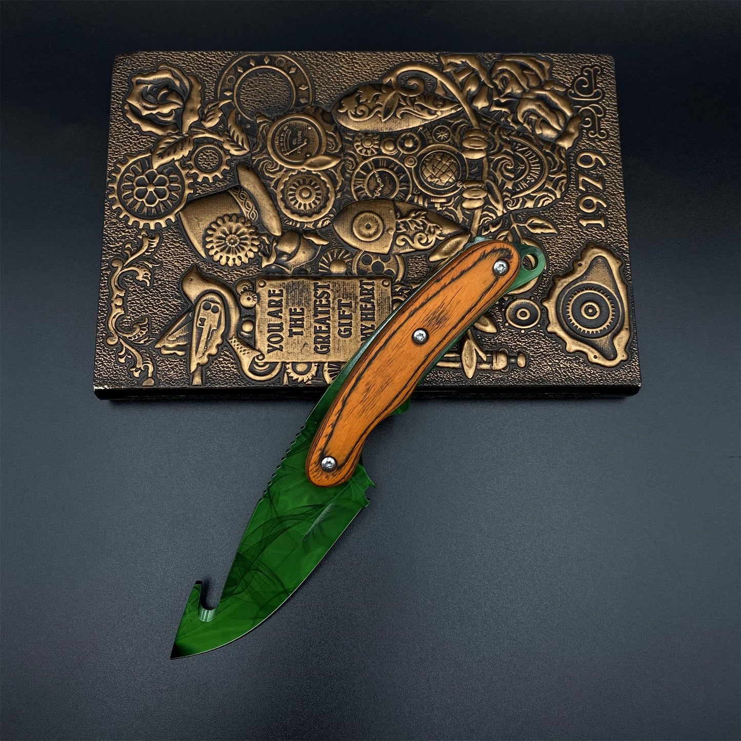 420 Steel CS2 Emerald Marble Knife Collectible Model Outdoor Camping Knife