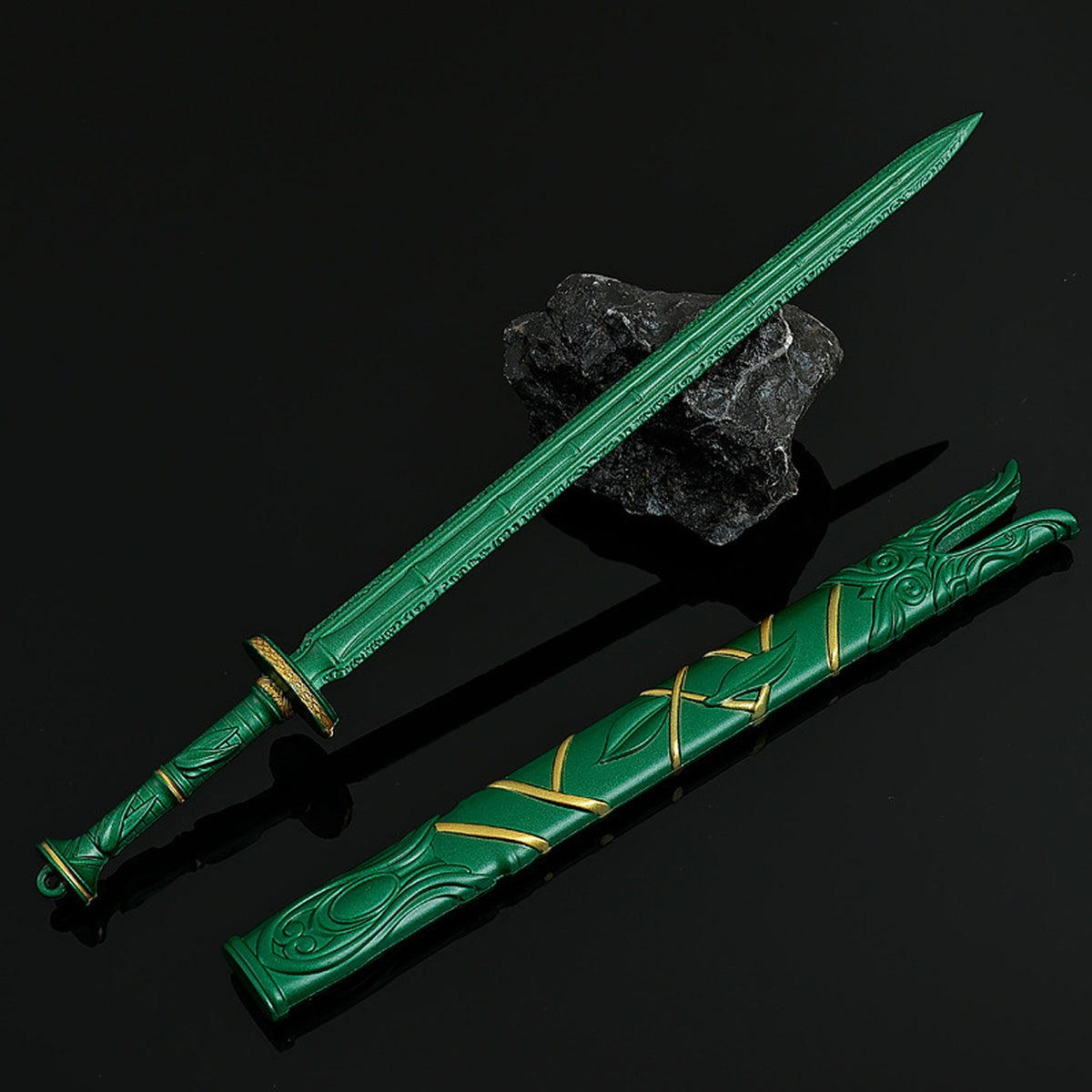 Green Bamboo Bee Cloud Sword from Mortal's Legend of Immortality Mini Metal Sword Collectible