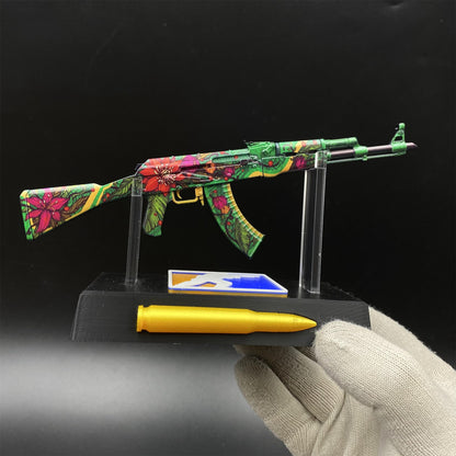 Hot Game CS2 Wild Lotus Skin AK-47 Miniature Tiny Gun Metal Replica Game Prop Collectible