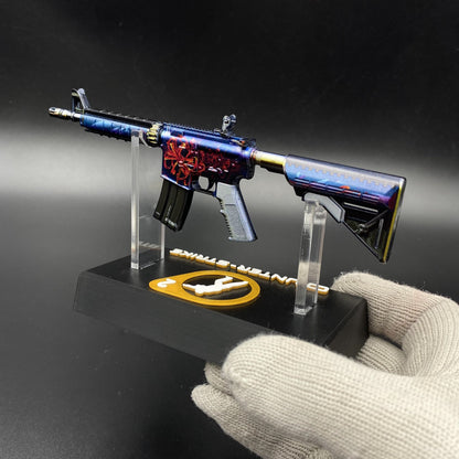 CS Game Skin M4A4 Red Blossom Mini Metal Game Replica For Collection