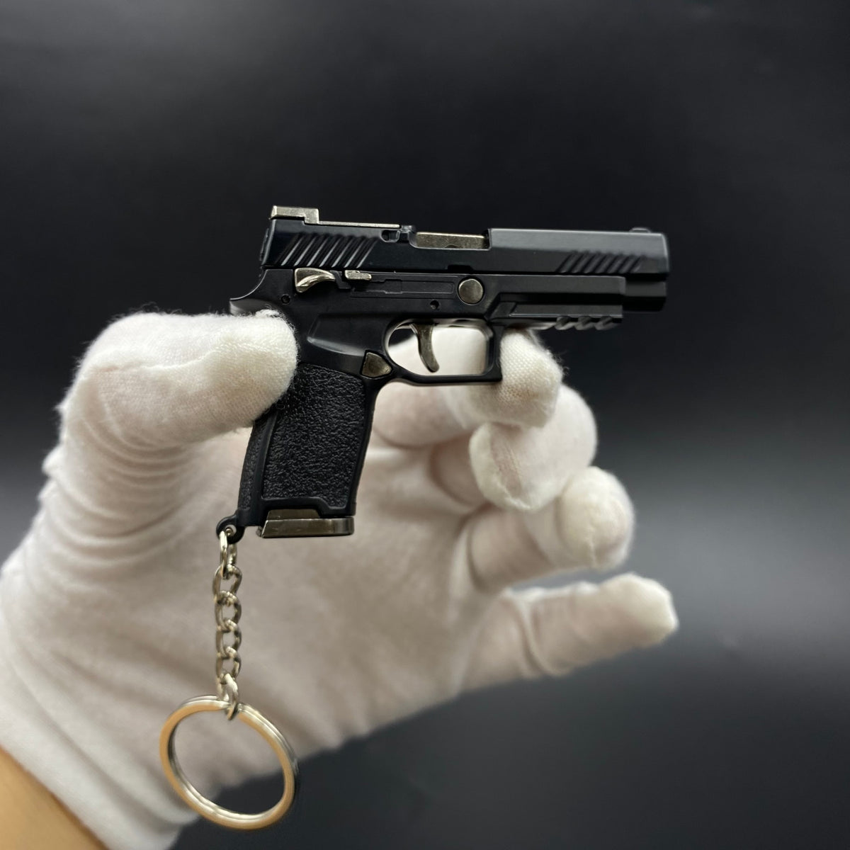 SIG M17 Mini Pistol Model Keychain with Storage Tin Box