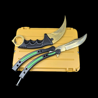 Lore Skin Karambit Trainer & Balisong Knife With Gift Case
