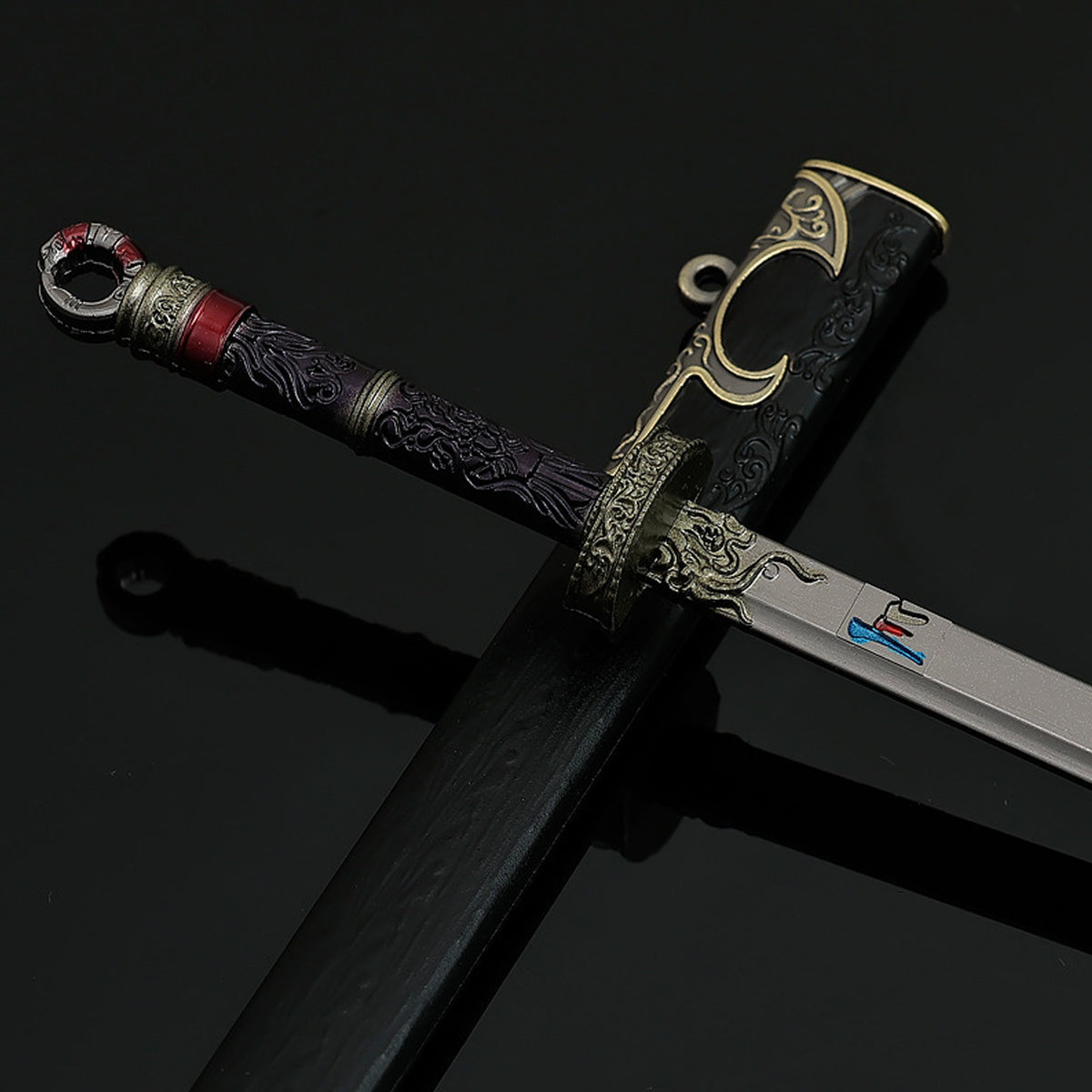 Cang Yu Tu Meng Chuan Demon Slayer Sword Alloy Replica Chinese Fantasy Anime Weapon Replica with Scabbard Non-sharp Desktop Collectible Ornament Gift
