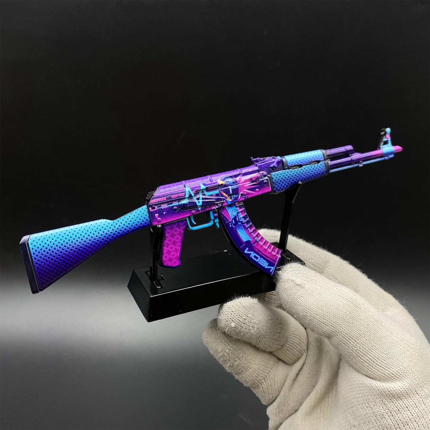 Hot Game CS2 Neon Rider Skin Metal AK-47 Mini Gun Metal Replica Game Prop Collectible