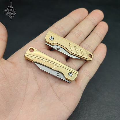 Brass Handle Creative Mini Folding Knife Outdoor Tool 2 In 1 Pack