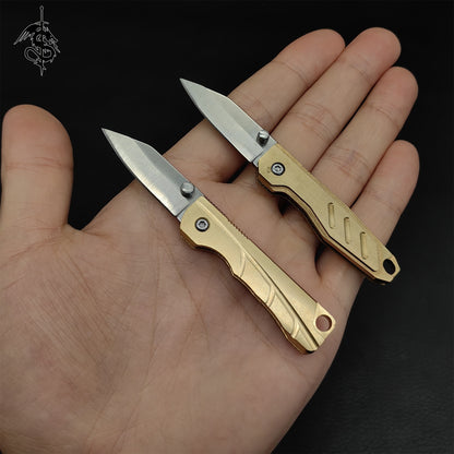 Brass Handle Creative Mini Folding Knife Outdoor Tool 2 In 1 Pack