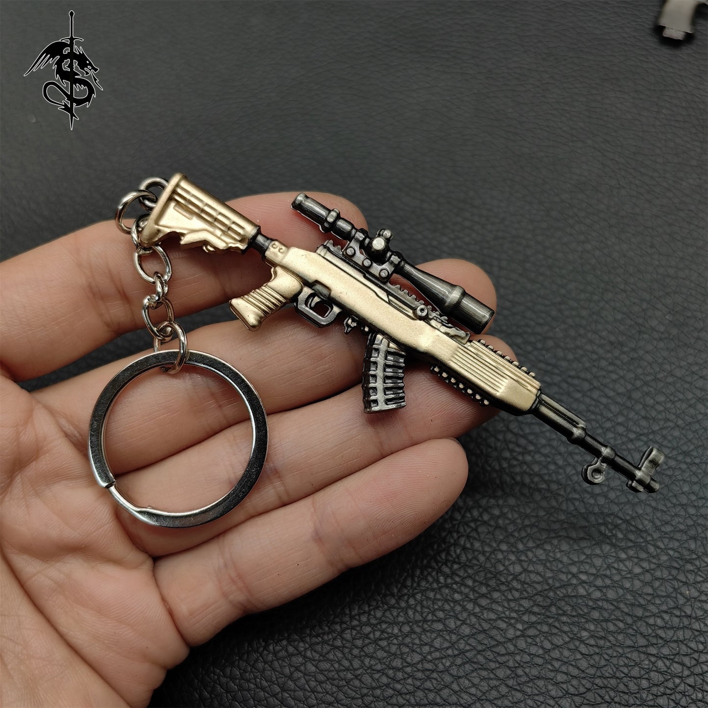 Metal Mini Gun Pendant Keychain 