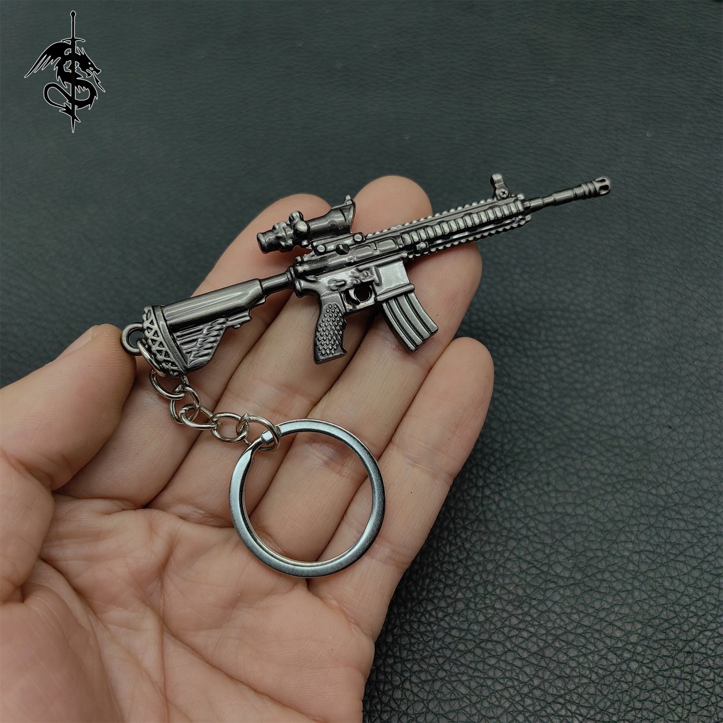 Metal Mini Gun Pendant Keychain 