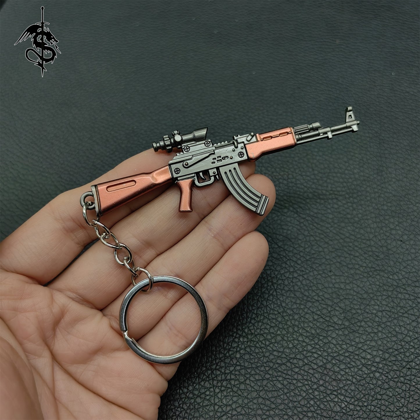 Metal Mini Gun Pendant Keychain 