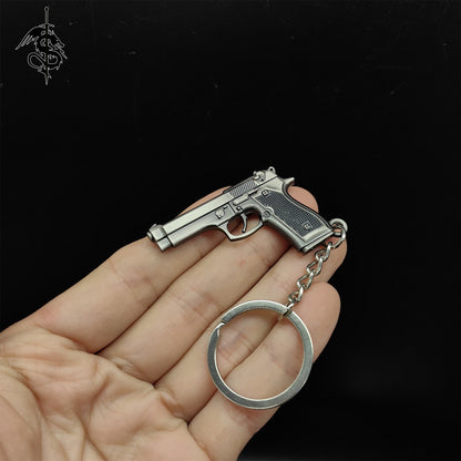 Metal Mini Gun Pendant Keychain 