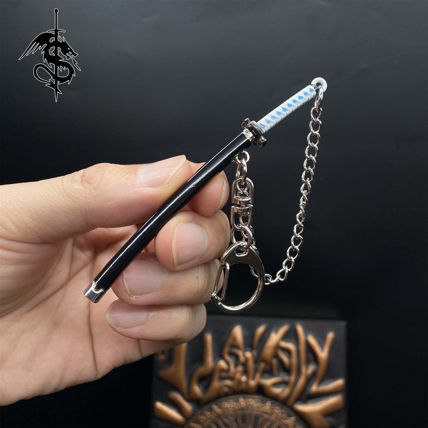 Japanese Anime Samurai Sword Miniature Metal Keychain Pendant