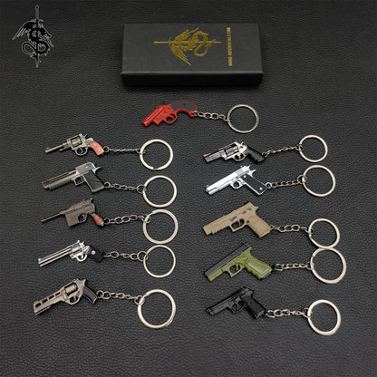 Tiny Pistol Keychain Military Hobby Personalized Keyring Pendant