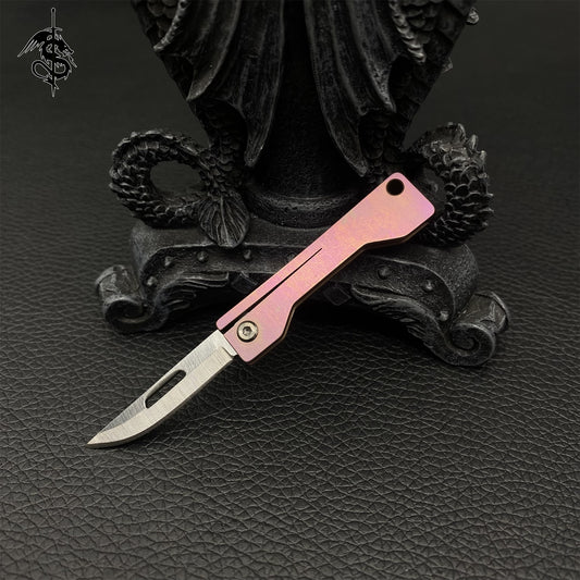 High-end Camellia Red Titanium Alloy Tiny EDC Folding Knife