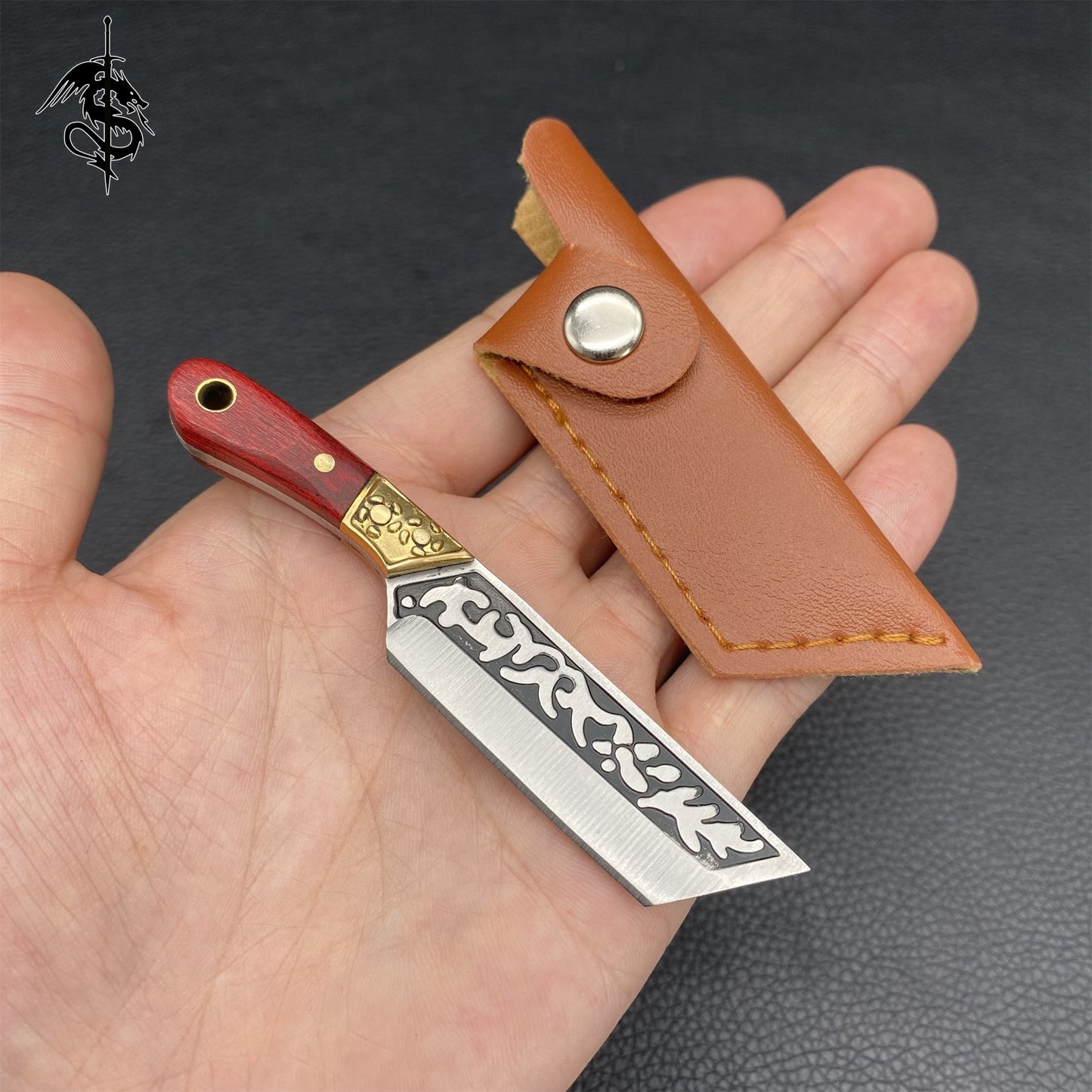 Wood Brass Handle Mini EDC Knife 4 In 1 Pack