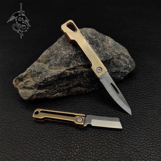 Brass Handle EDC Mini Pocket Folding Knife