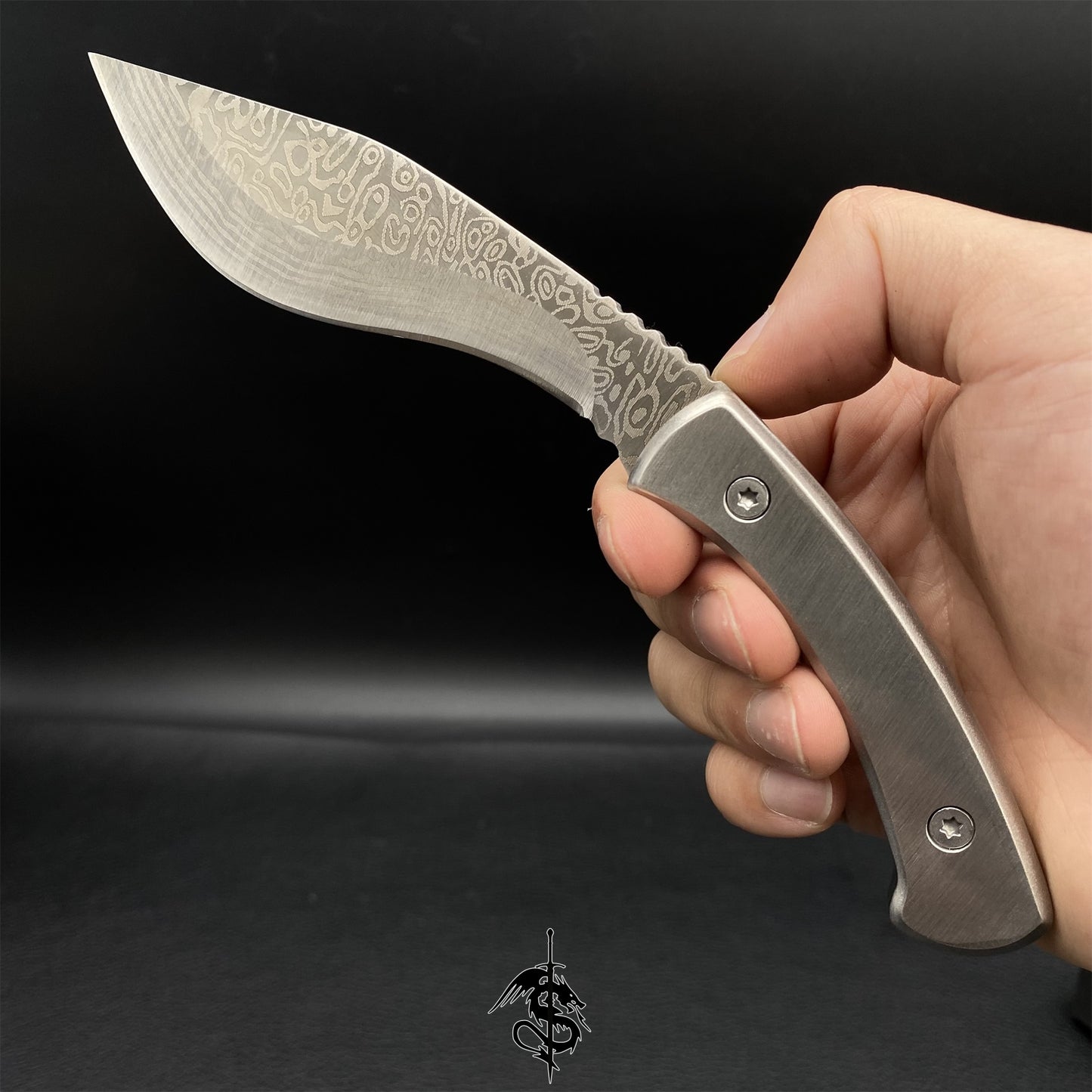 High-End Damascus Tiny Steel Mini EDC Knife 2 In 1 Pack