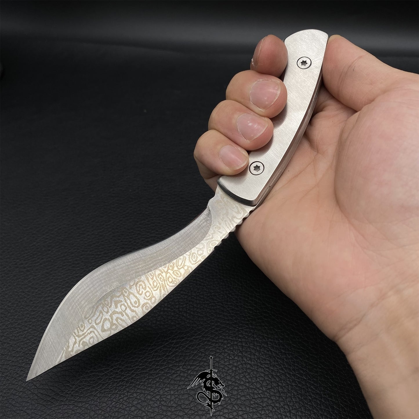 High-End Damascus Tiny Steel Mini EDC Knife 2 In 1 Pack