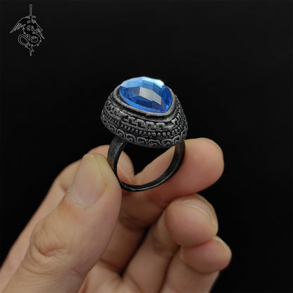 Alloy Blue Tearstone Ring Cool Jewelry Gamer Gift