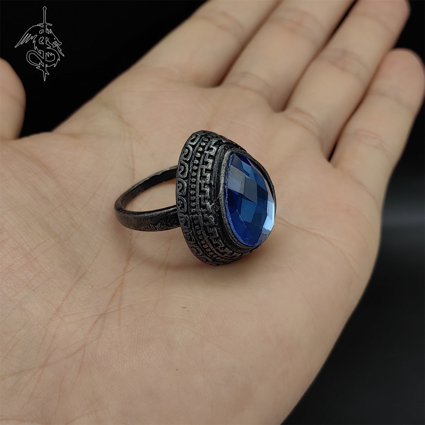 Alloy Blue Tearstone Ring Cool Jewelry Gamer Gift