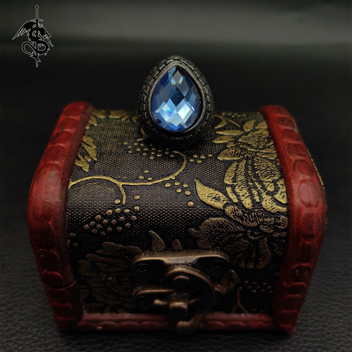 Alloy Blue Tearstone Ring Cool Jewelry Gamer Gift