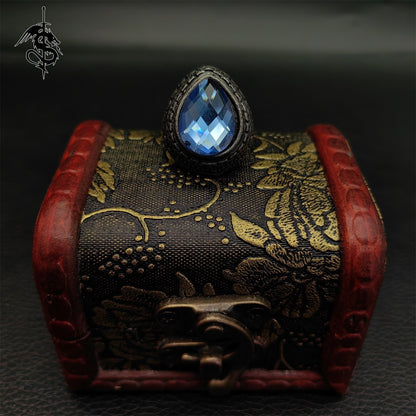 Alloy Blue Tearstone Ring Cool Jewelry Gamer Gift