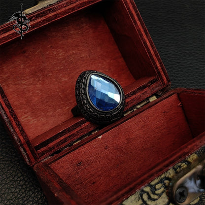 Alloy Blue Tearstone Ring Cool Jewelry Gamer Gift