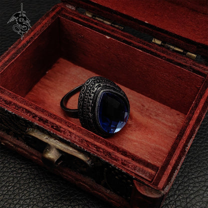 Alloy Blue Tearstone Ring Cool Jewelry Gamer Gift