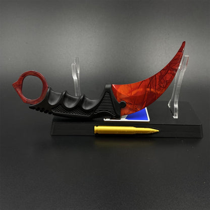 CS2 Game Karambit Ruby Skin Replica Dull Blade Trainer Knife For Collection