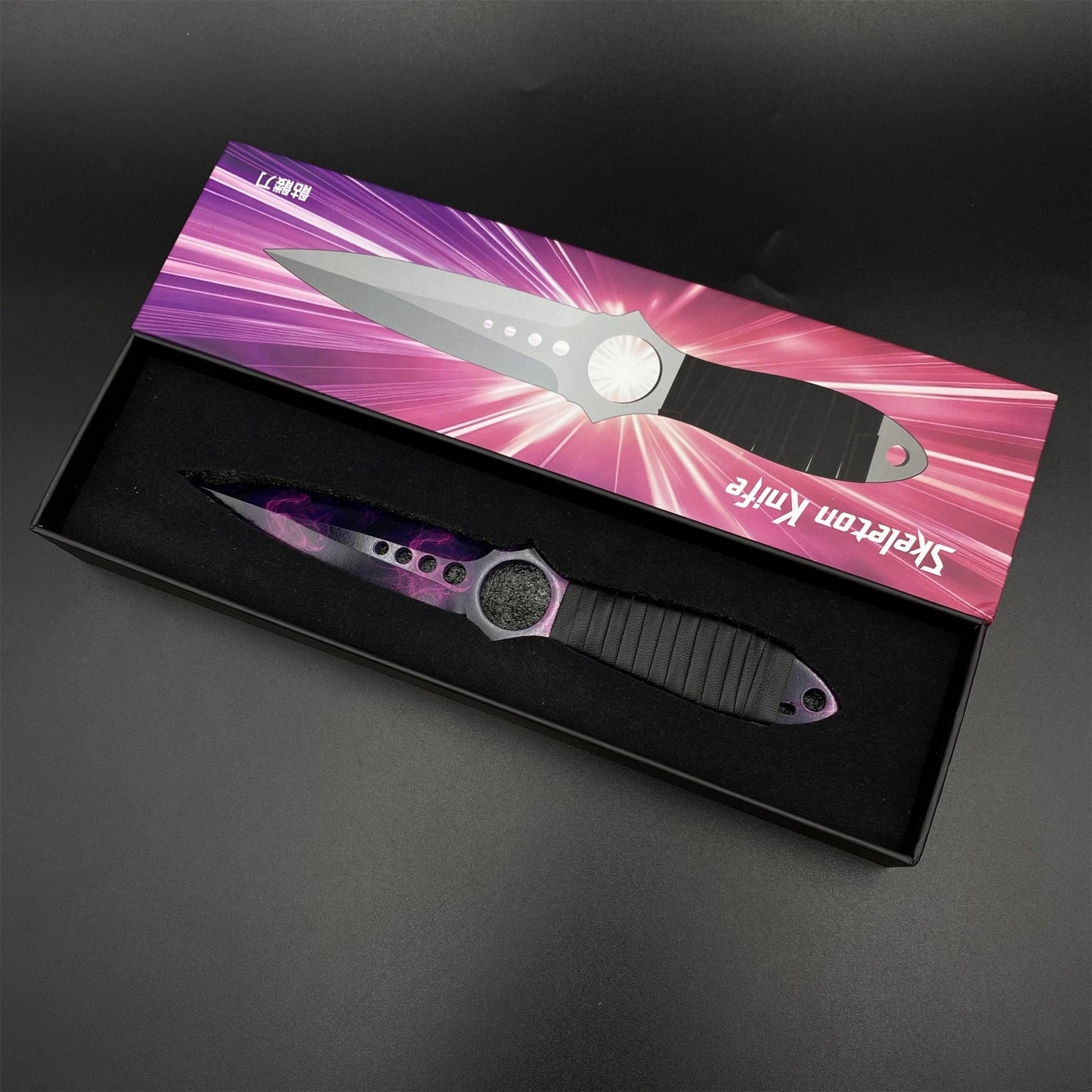 420 Steel Replica CS2 Skeleton Knife Doppler Dull Blade For Game Collection