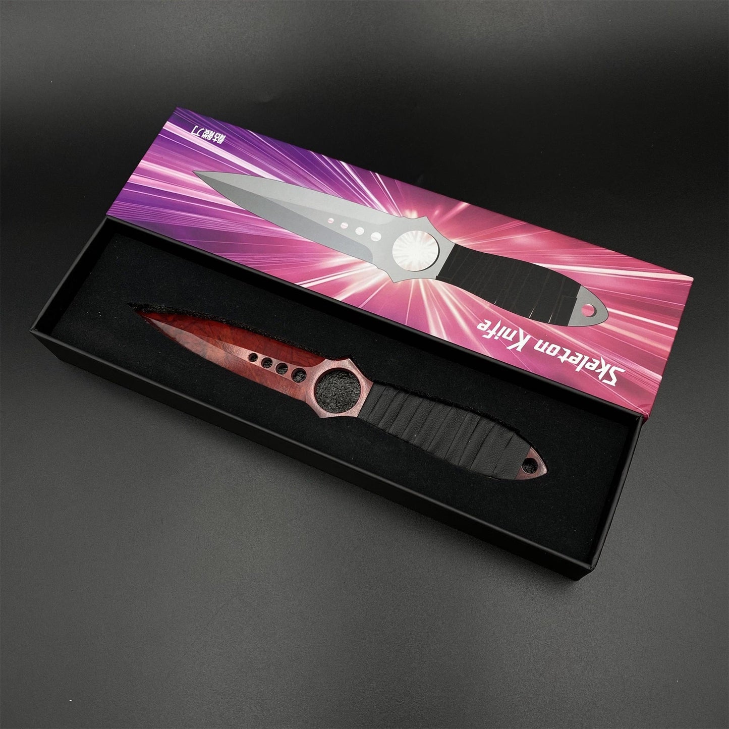 420 Stainless Steel Replica CS2 Ruby Skin Skeleton Knife Blunt Blade 22CM/8.7"