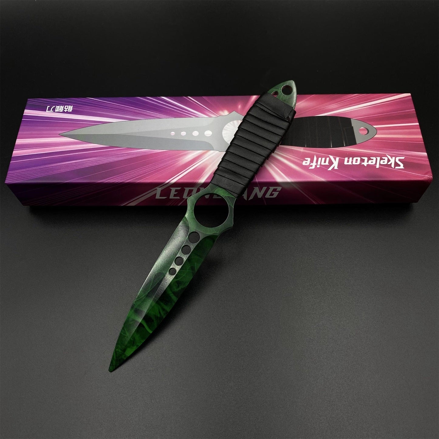 CS2 Skeleton Knife Doppler Emerald Dull Blade Replica 420 Steel For Game Collection