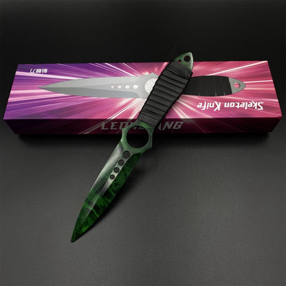 CS2 Skeleton Knife Doppler Emerald Dull Blade Replica 420 Steel For Game Collection