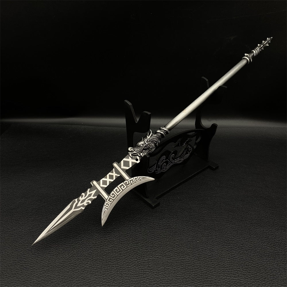 Hand-Forged Three Kingdom LvBu Halberd Miniature Steel Ancient Halberd ...