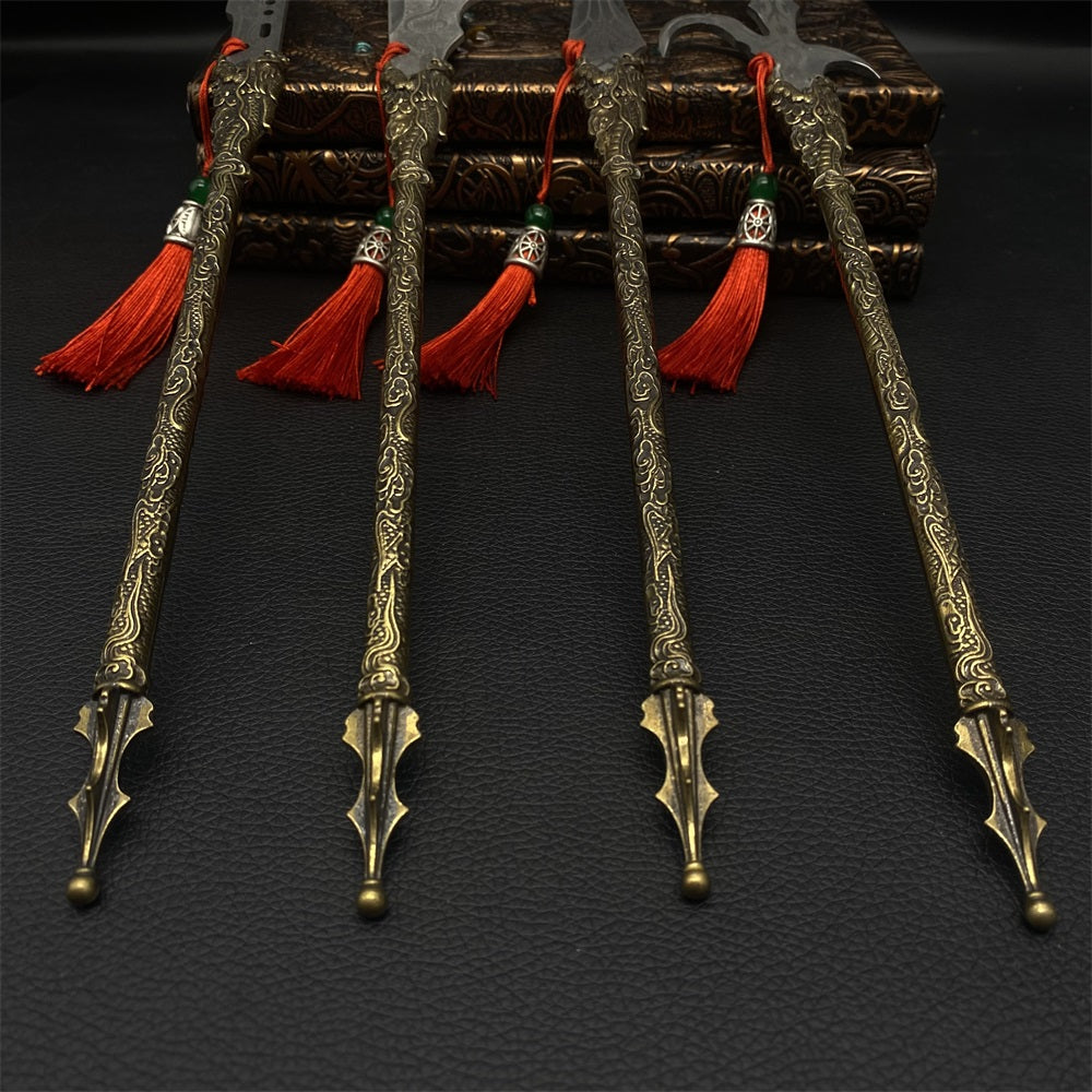 Hand-Forged Long-Handle Weapon Spike Hook Spear Dragon Great Sword Massive Sword 4 in 1 Pack