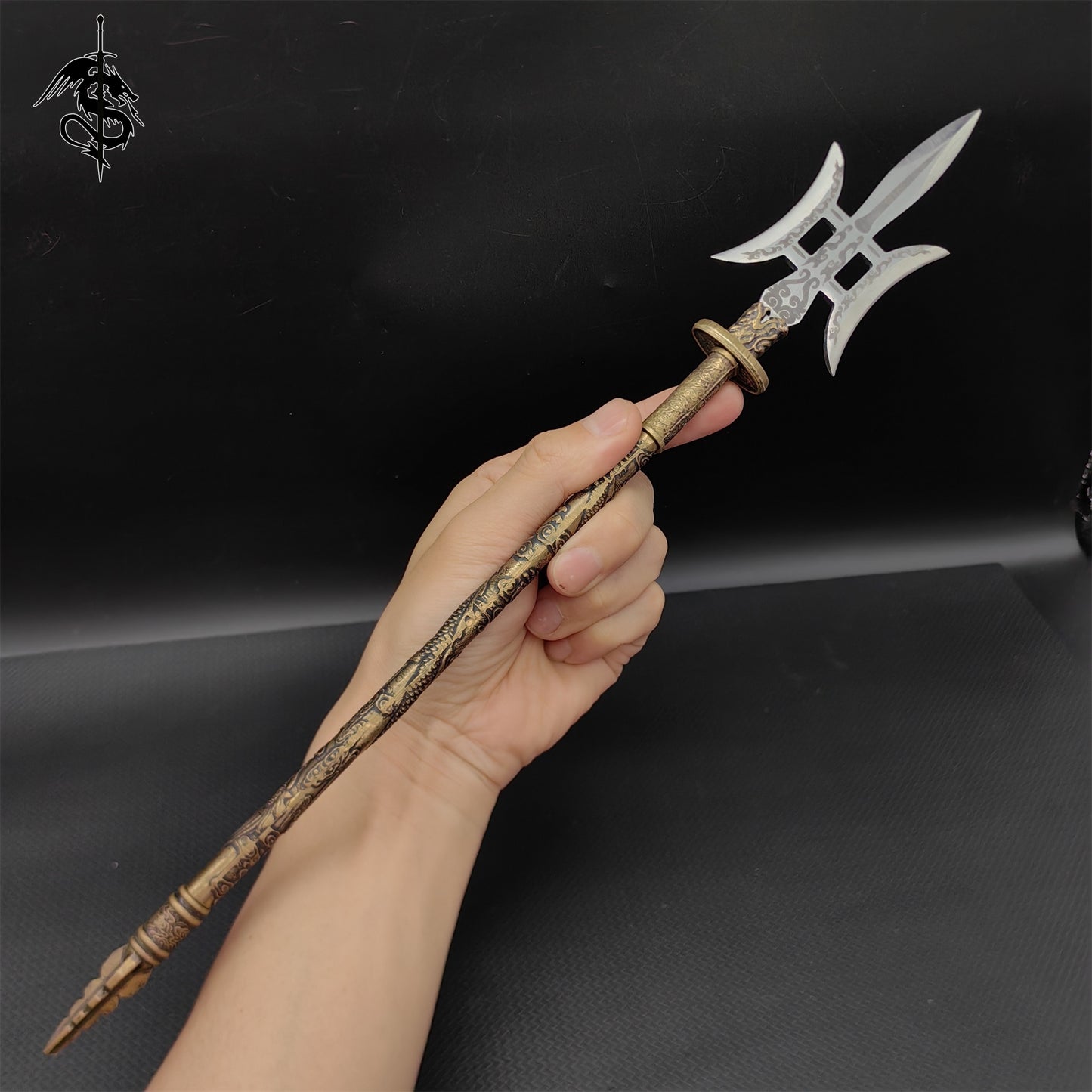 Hand-Forged Miniature Ancient Brass Long Handle Weapon 5 In 1 Pack