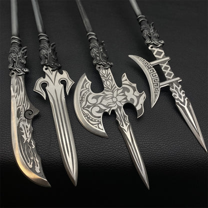 Hand-Forged One-Sixth Dragon Handle Halberd Axe Spear Great Sword 4 in 1 Pack