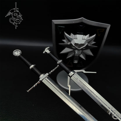 Geralt Sword Metal Miniature Griffin Silver Steel Sword 