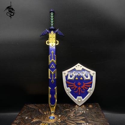 Zelda Hylian Shield Alloy 11''Link Master Sword Miniature 2 In 1 Pack
