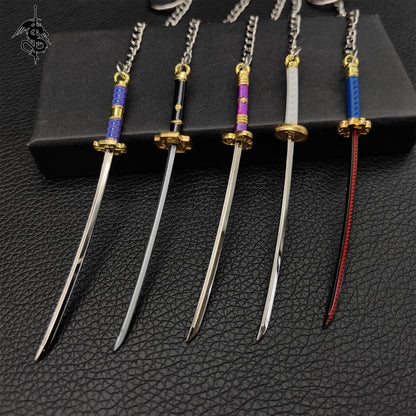 Mini Katana Keychain Tiny Metal 1:12 Figure Sword 5 In 1 Gift Box