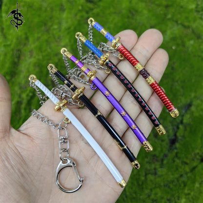 Mini Katana Keychain Tiny Metal 1:12 Figure Sword 5 In 1 Gift Box