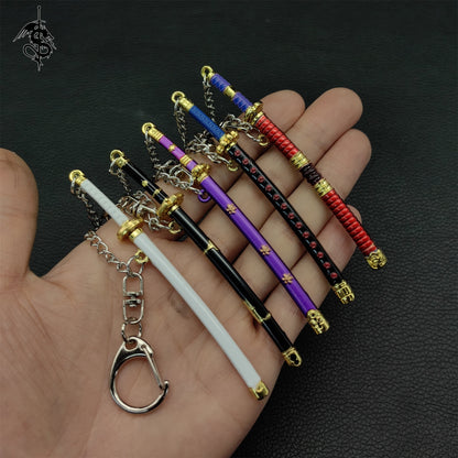 Mini Katana Keychain Tiny Metal 1:12 Figure Sword 5 In 1 Gift Box